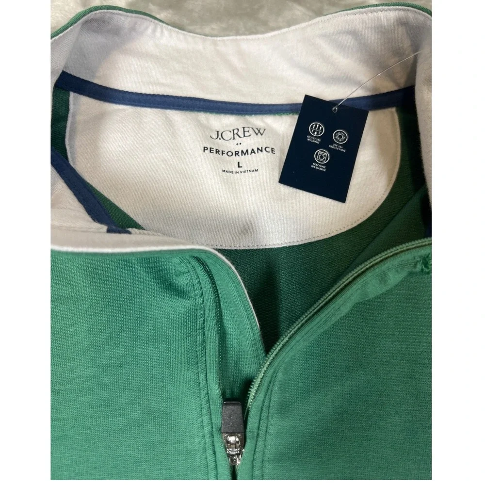 J.Crew Performance Mens Green Quarter Zip Pullover L Green‎ UPF 50+